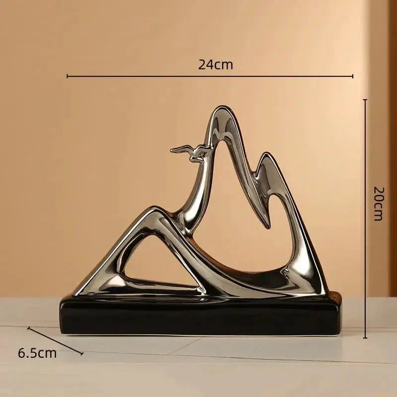 Ceramic Crafts Abstract Geometric Sculpture Hollow Out Gold Mountain Decorative Figurines Home Decoration Accessories-Arlik interiors