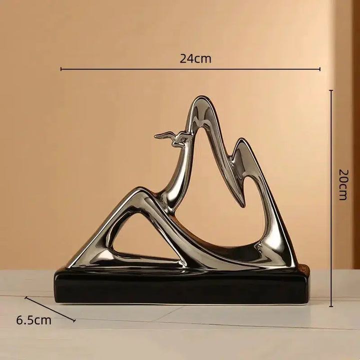Ceramic Crafts Abstract Geometric Sculpture Hollow Out Gold Mountain Decorative Figurines Home Decoration Accessories-Arlik interiors