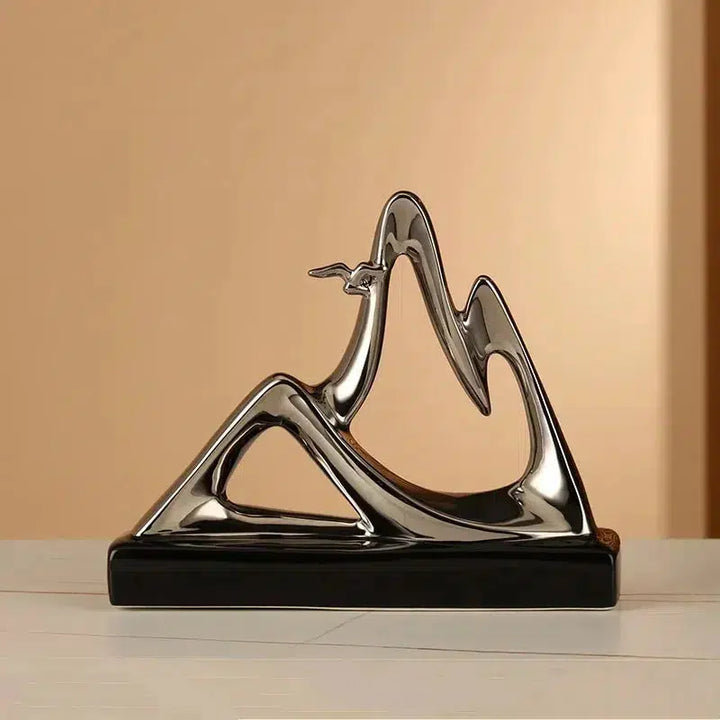 Ceramic Crafts Abstract Geometric Sculpture Hollow Out Gold Mountain Decorative Figurines Home Decoration Accessories-Arlik interiors