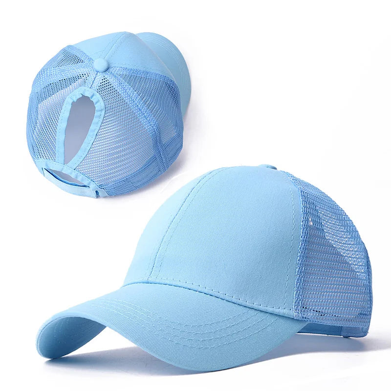 Ponytail Baseball Cap Summer Women  Adjustable Simple Fashionable  Cap