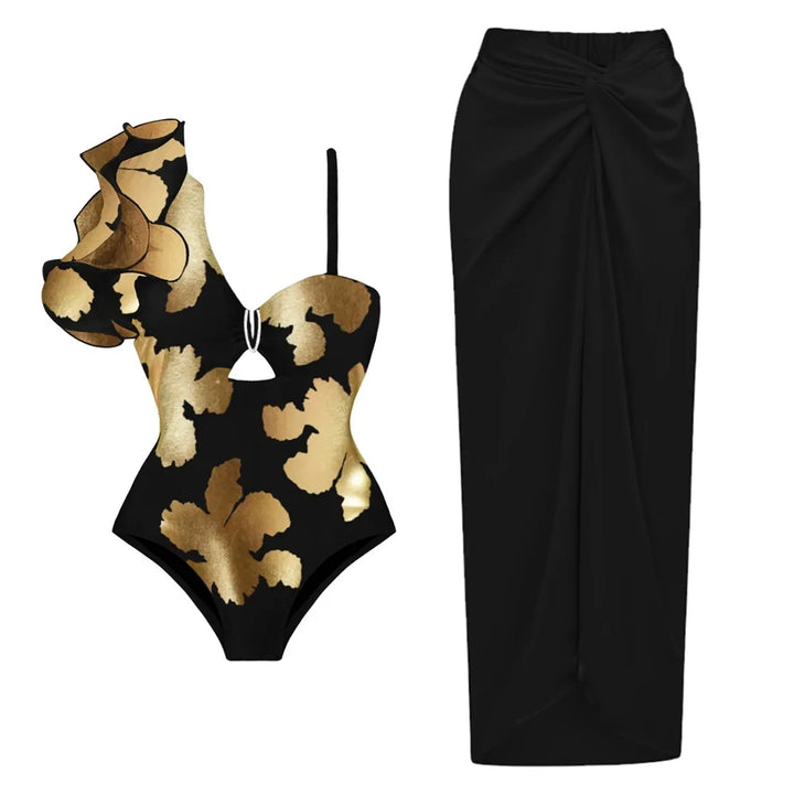 Women Bikini Set Floral Printed Ruffle Bikinis Strappy Swimwear-Swimwear-Bennys Beauty World