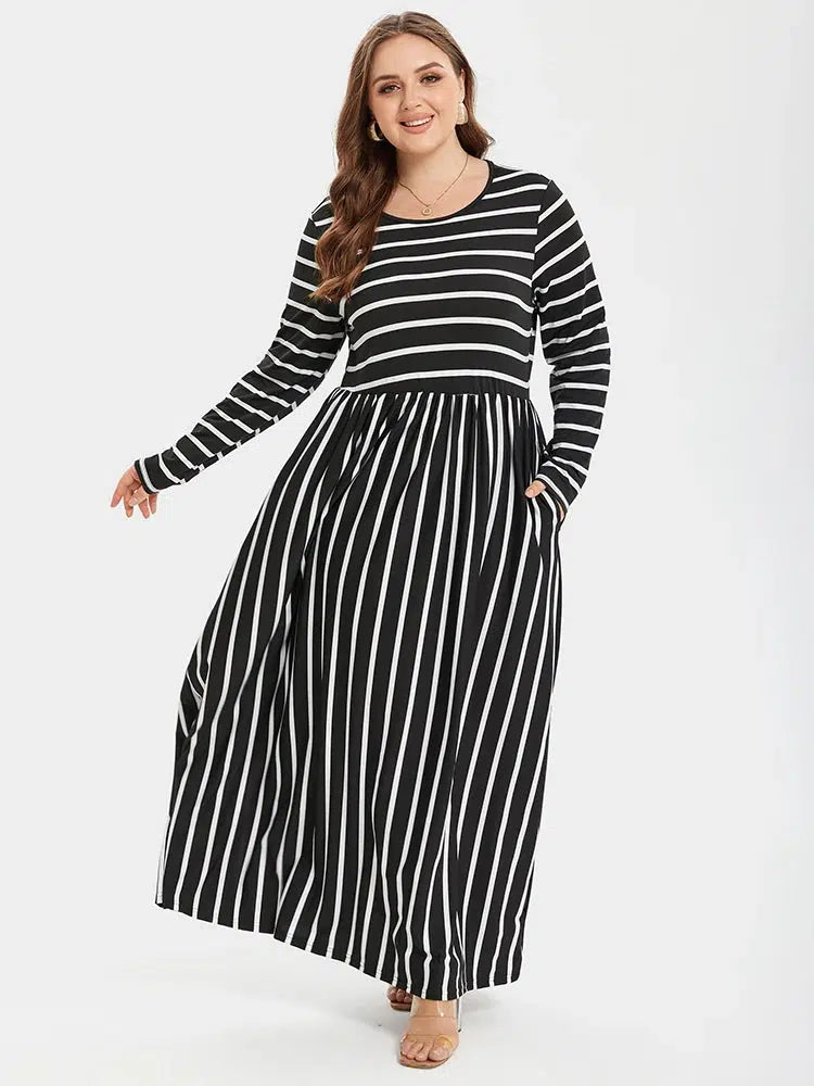 Summer Round Neck Enough Stock Long sleeved Dress-Dress-Bennys Beauty World