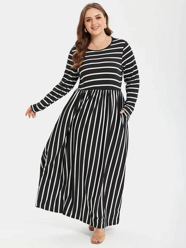 Summer Round Neck Enough Stock Long sleeved Dress-Dress-Bennys Beauty World