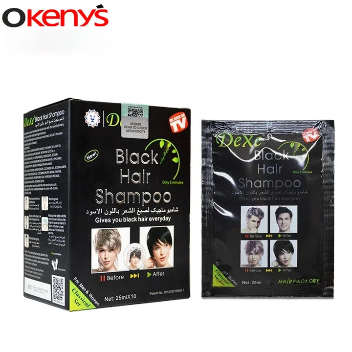 10pcs/lot Dexe Black Hair Dye Shampoo Only