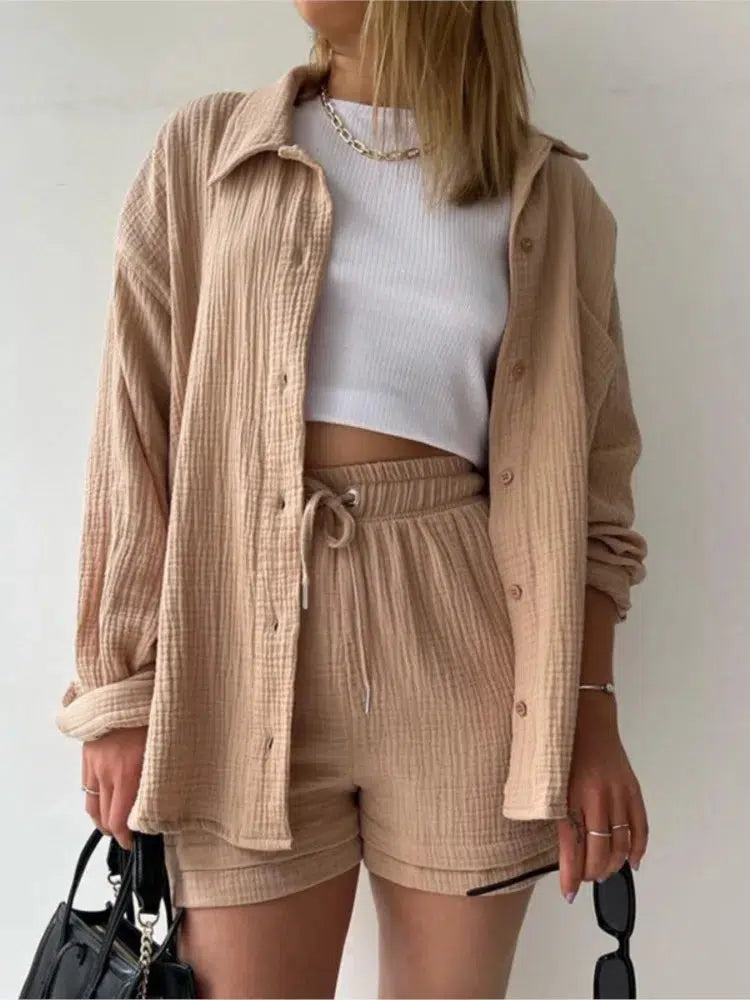 Women's Two-piece Set Paired With Short Clothing Casual Retro Street Style