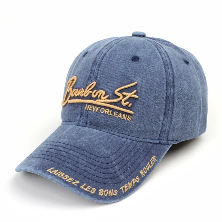 Unisex Washed Denim Baseball Caps Letter Embroidery Cap