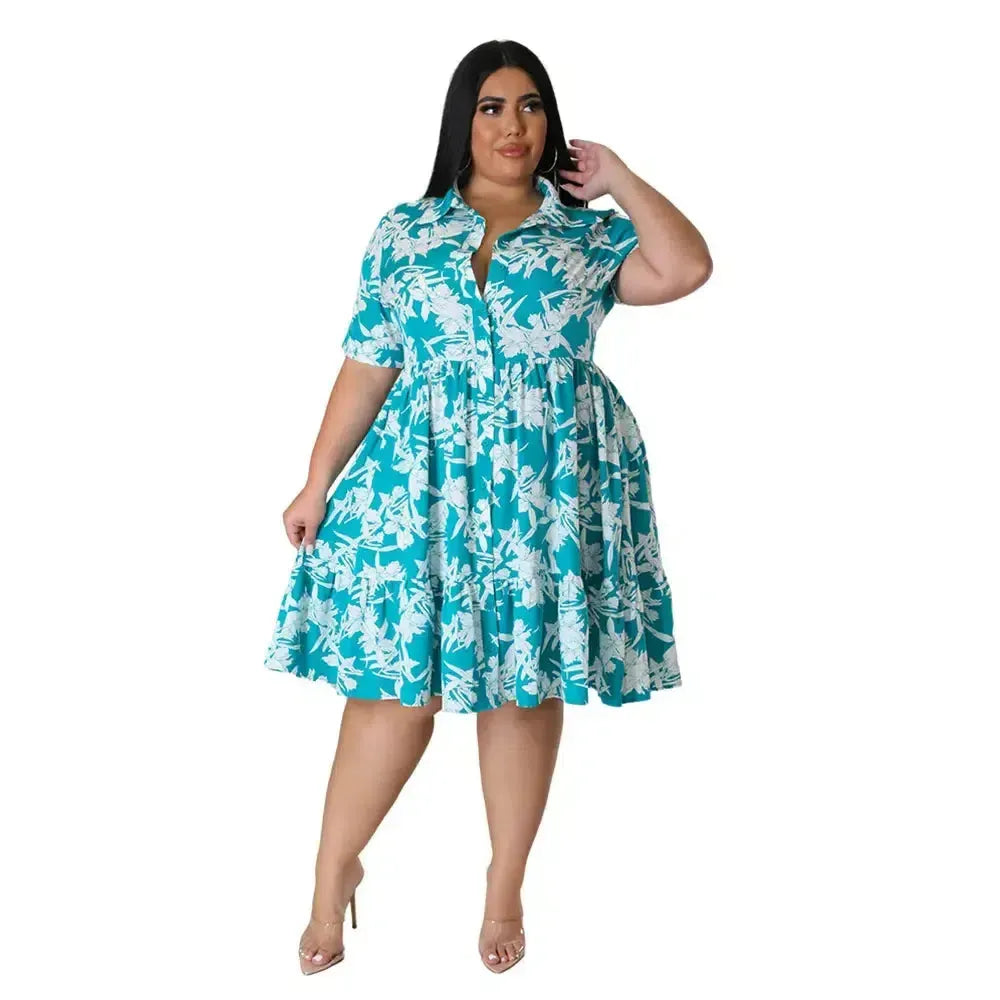 strapless open back dress Plus Size Midi Dress Women Floral Print Party Dresses – Bennys Beauty World
