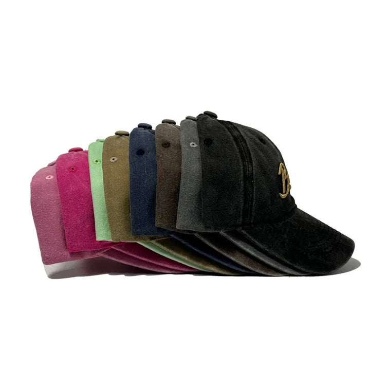 Unisex Washed Denim Baseball Caps Letter Embroidery Cap