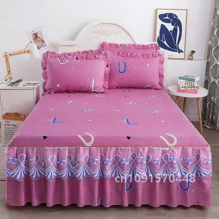 1PC Printed Bedding Set Soft Bed Skirt Bedspread Full Twin Queen King Size Bed Sheet