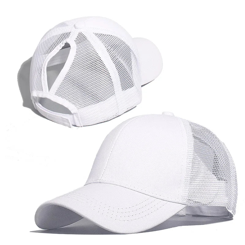 Ponytail Baseball Cap Summer Women  Adjustable Simple Fashionable  Cap