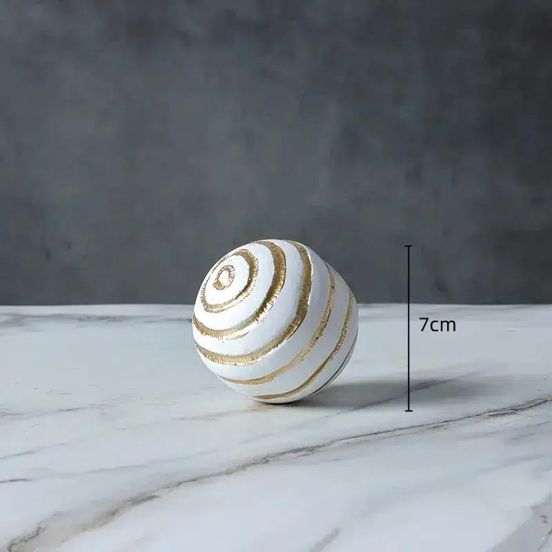 Resin Crafts White Gold Striped Balls Decor-Decor-Arlik interiors