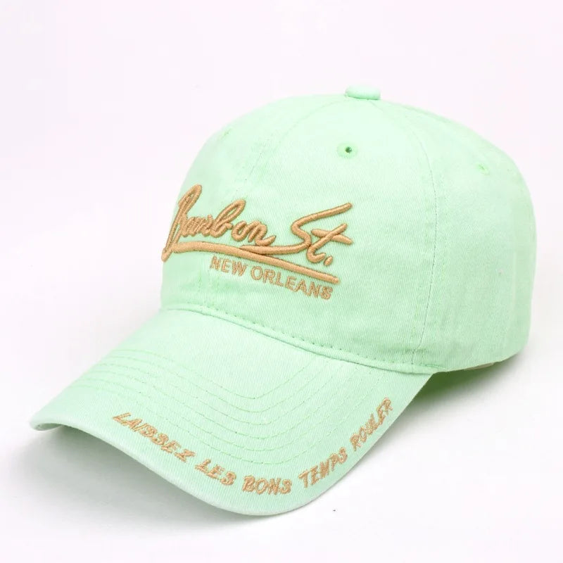 Unisex Washed Denim Baseball Caps Letter Embroidery Cap