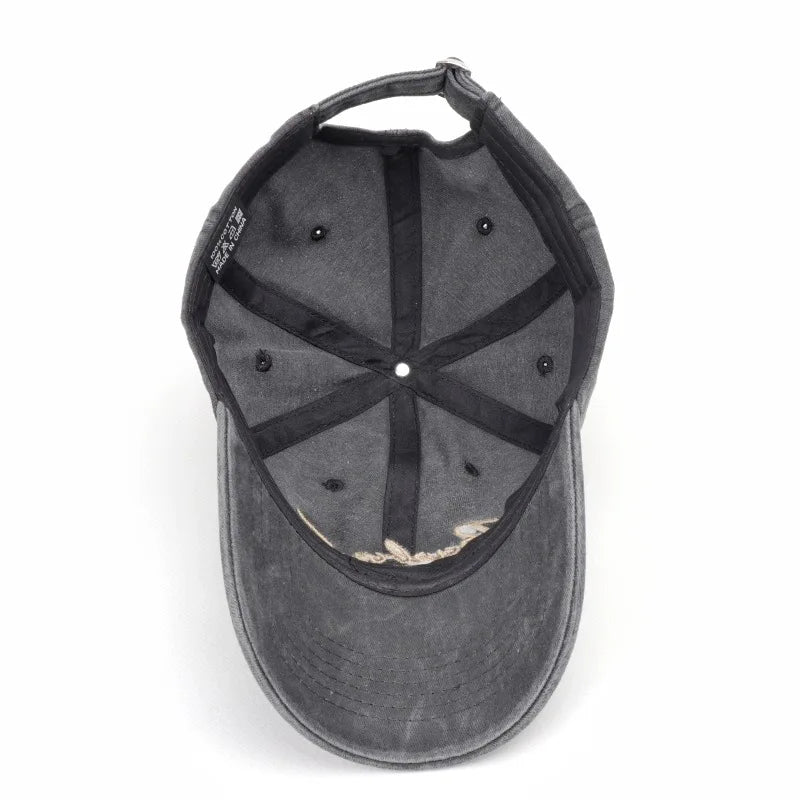 Unisex Washed Denim Baseball Caps Letter Embroidery Cap