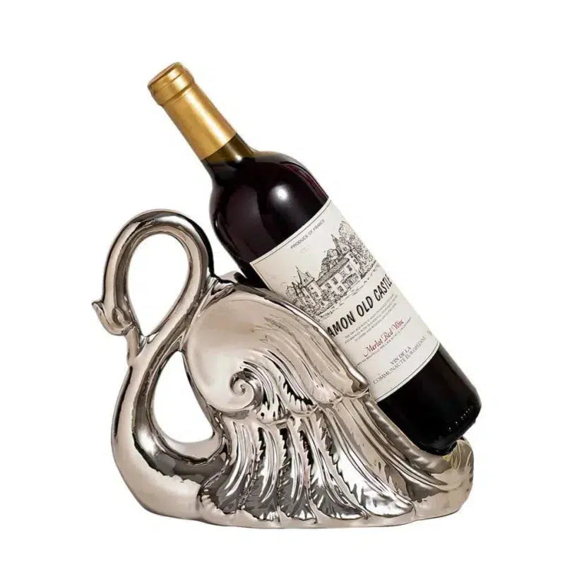 Ceramic Crafts Wine Racks Wine Bottle Storage Container Golden Swan Porcelain Animal Sculptures Home Decoration Accessories-Arlik interiors
