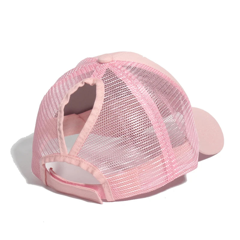 Ponytail Baseball Cap Summer Women  Adjustable Simple Fashionable  Cap