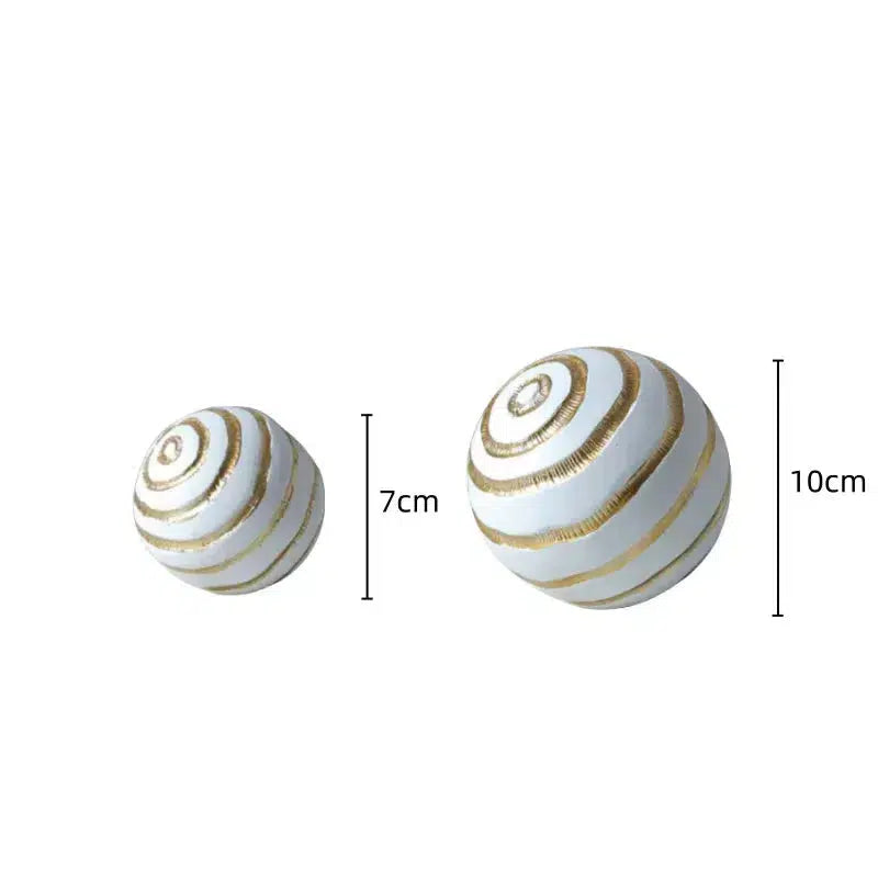 Resin Crafts White Gold Striped Balls Decor-Decor-Arlik interiors