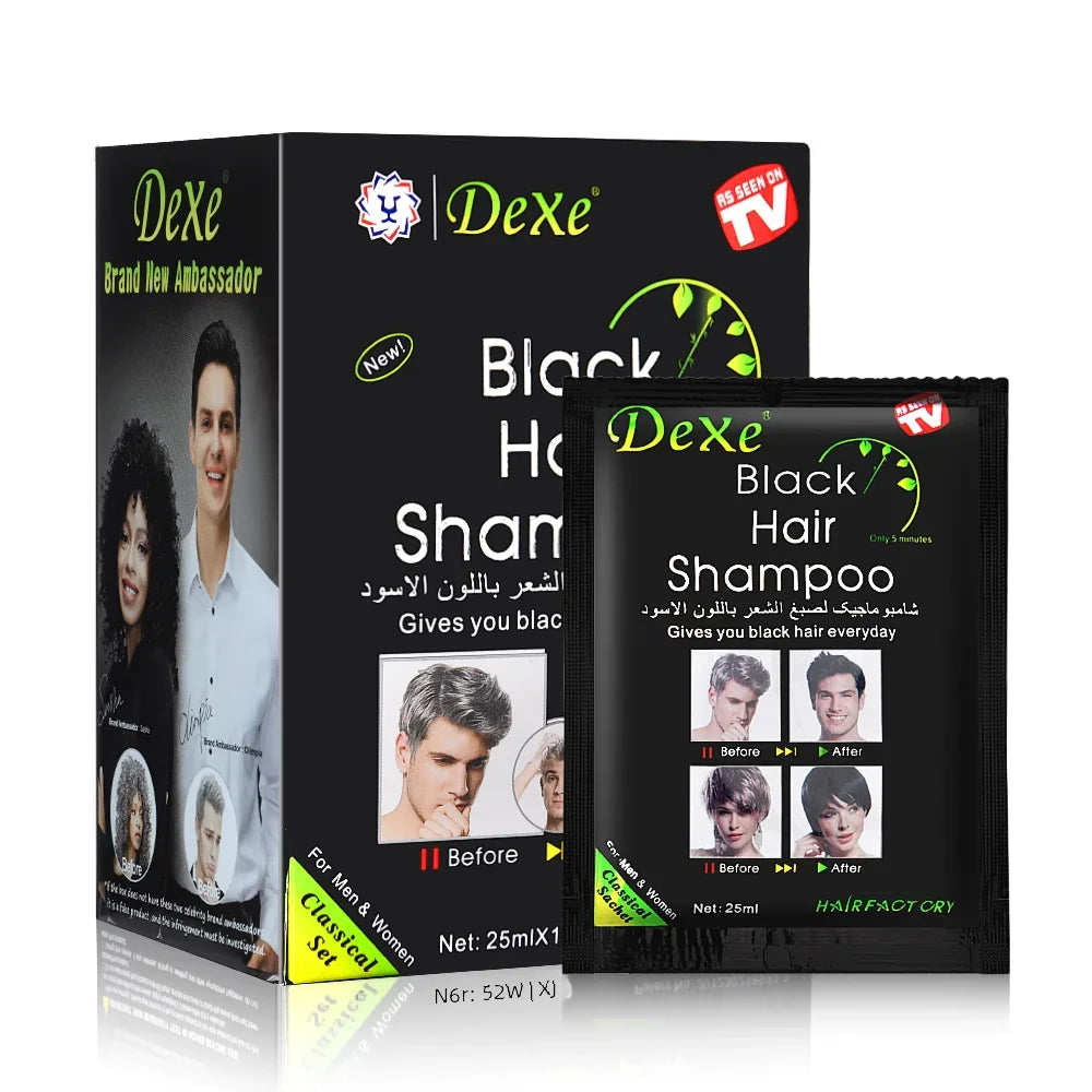 10 Pcs Dexe Natural Black Hair Shampoo