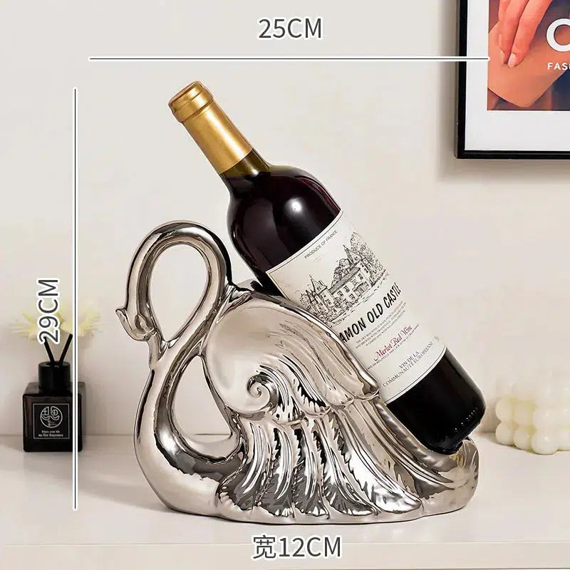 Ceramic Crafts Wine Racks Wine Bottle Storage Container Golden Swan Porcelain Animal Sculptures Home Decoration Accessories-Arlik interiors