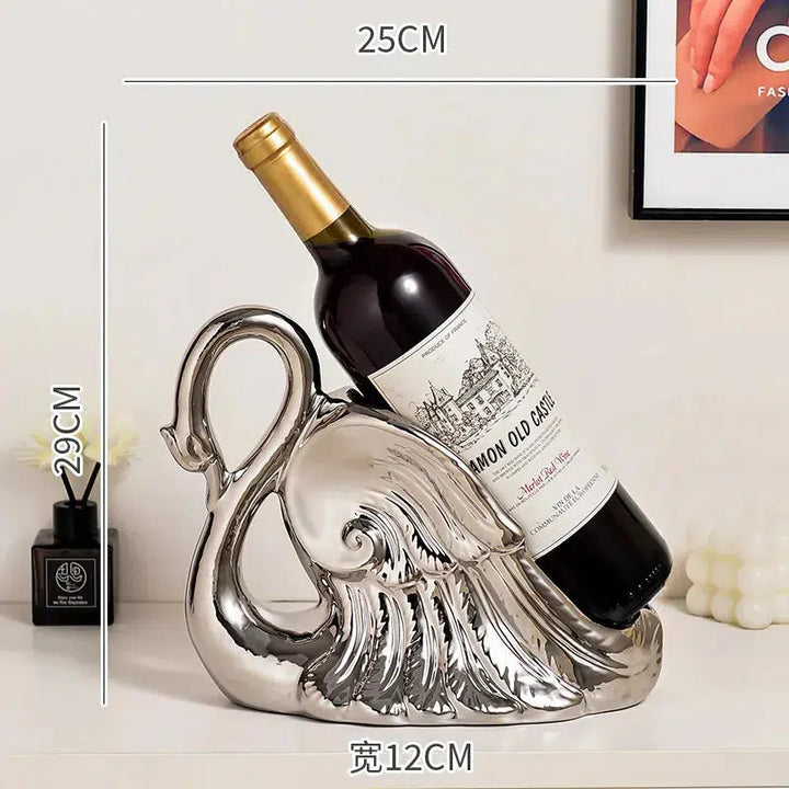 Ceramic Crafts Wine Racks Wine Bottle Storage Container Golden Swan Porcelain Animal Sculptures Home Decoration Accessories-Arlik interiors