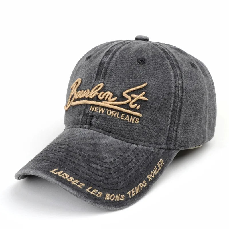 Unisex Washed Denim Baseball Caps Letter Embroidery Cap