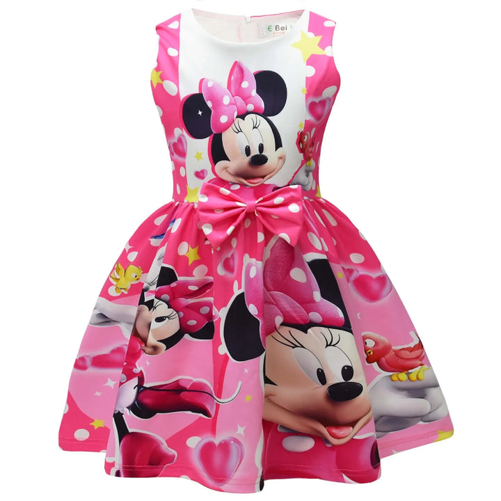 Baby Girls Sleeveless Dress Cute Cartoon Minnie Mouse Princess Dress