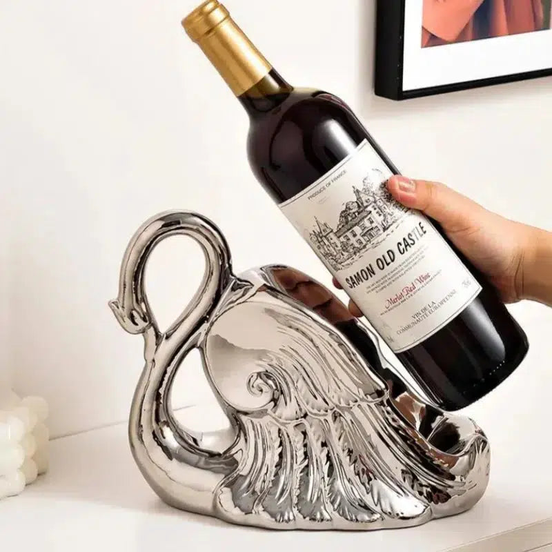 Ceramic Crafts Wine Racks Wine Bottle Storage Container Golden Swan Porcelain Animal Sculptures Home Decoration Accessories-Arlik interiors