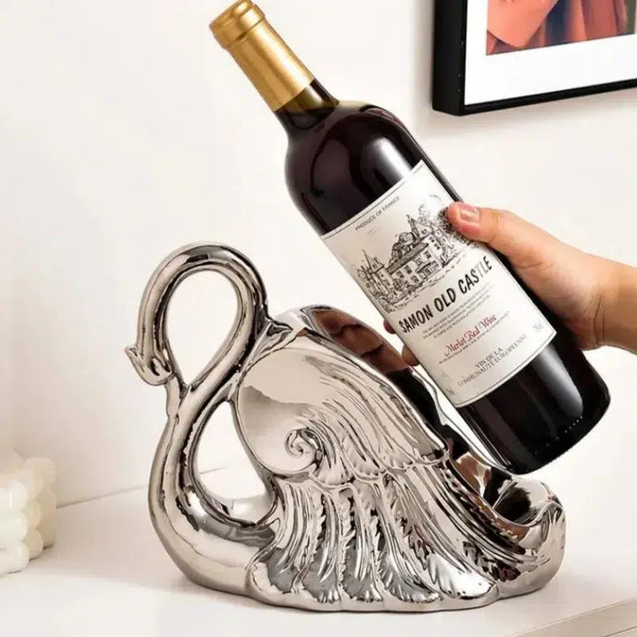Ceramic Crafts Wine Racks Wine Bottle Storage Container Golden Swan Porcelain Animal Sculptures Home Decoration Accessories-Arlik interiors