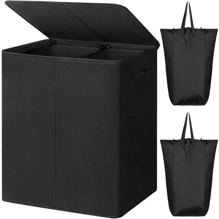 Double Laundry Hamper with Lid and Removable Laundry Bags