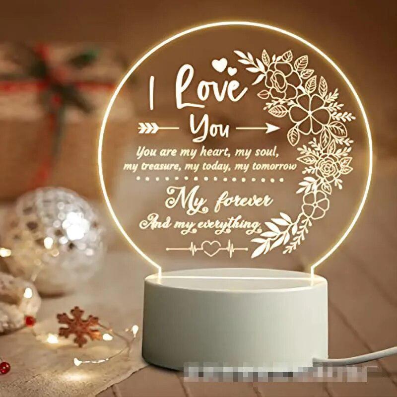 Gift for Girlfriend Boyfriend 3D Hologram Lamp USB Acrylic Lights Romantic Love Gift Anniversary Present Valentines Day Gift-Arlik interiors