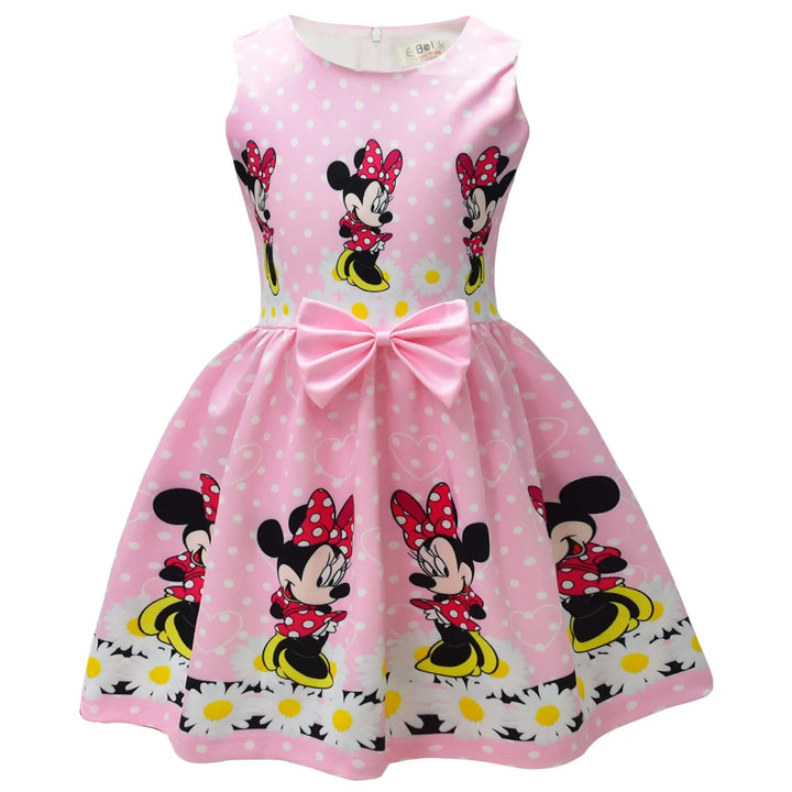Baby Girls Sleeveless Dress Cute Cartoon Minnie Mouse Princess Dress
