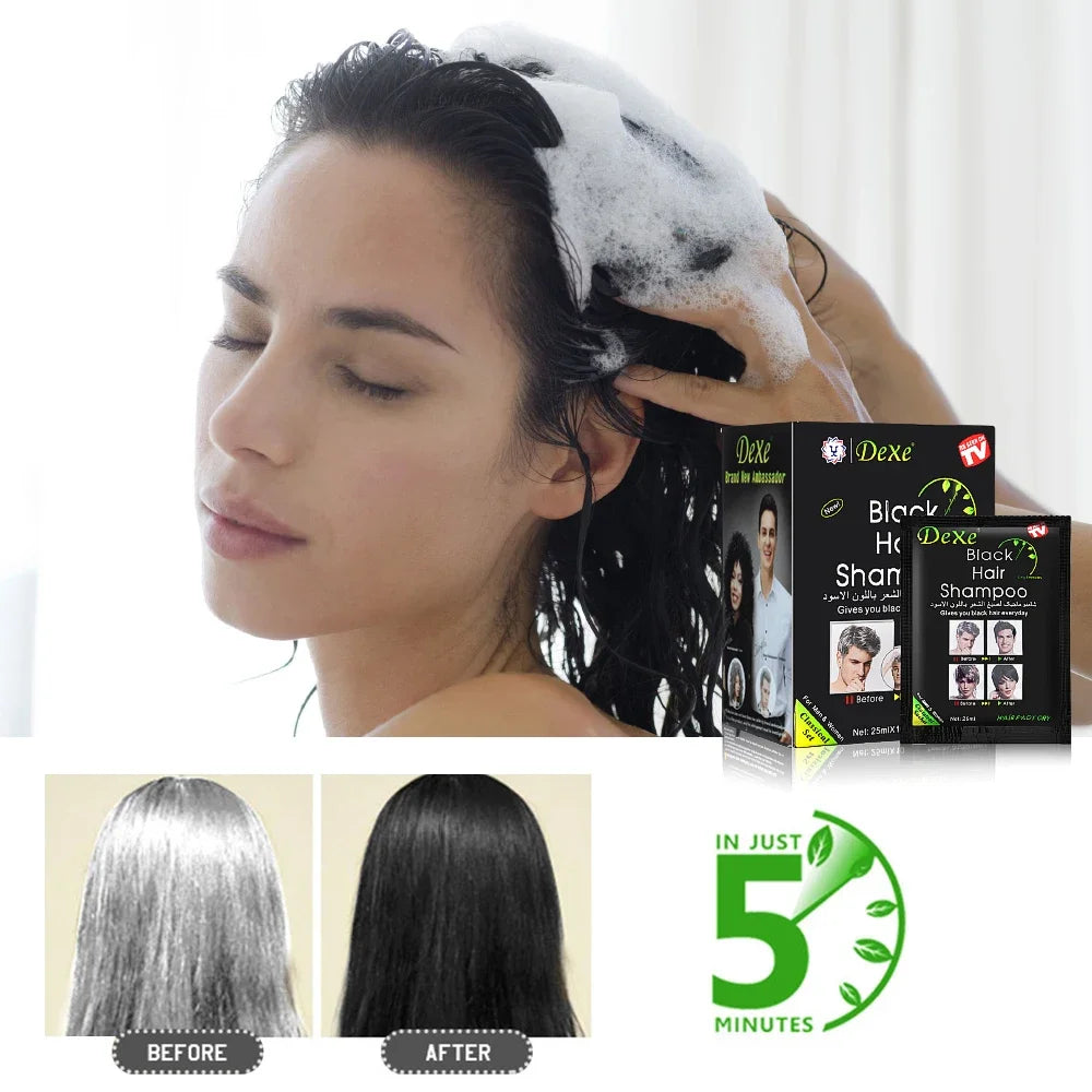 10 Pcs Dexe Natural Black Hair Shampoo