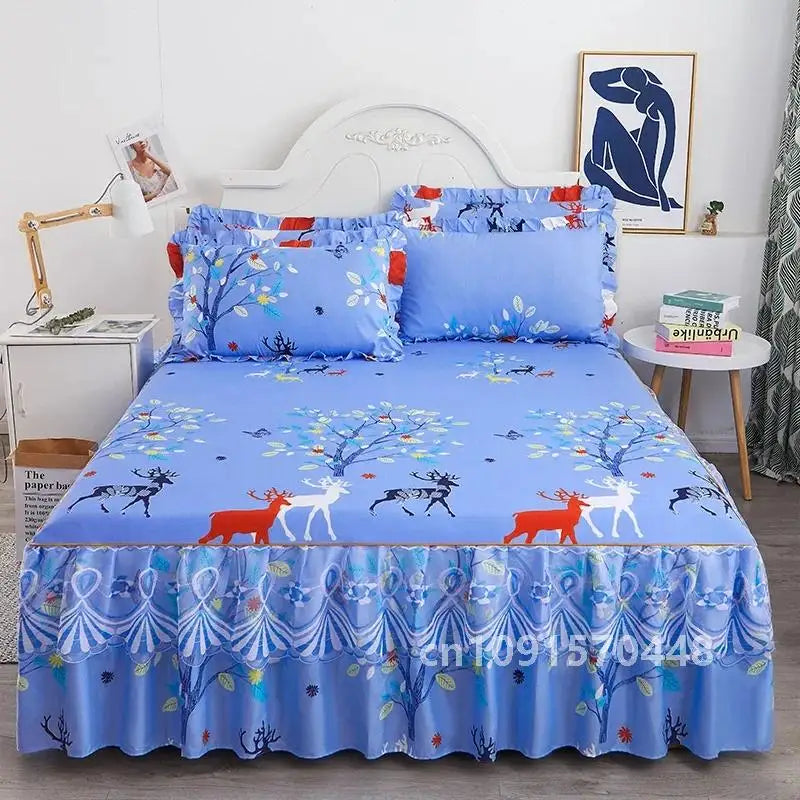 1PC Printed Bedding Set Soft Bed Skirt Bedspread Full Twin Queen King Size Bed Sheet