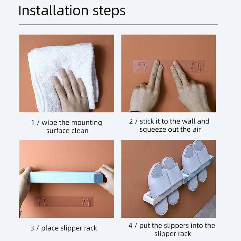 Wall Mounted Punchfree Bathroom Slipper Shelf-Storage Hooks & Racks-Arlik interiors