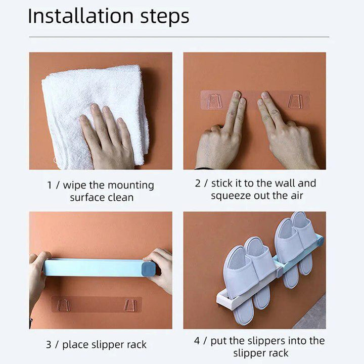 Wall Mounted Punchfree Bathroom Slipper Shelf-Storage Hooks & Racks-Arlik interiors