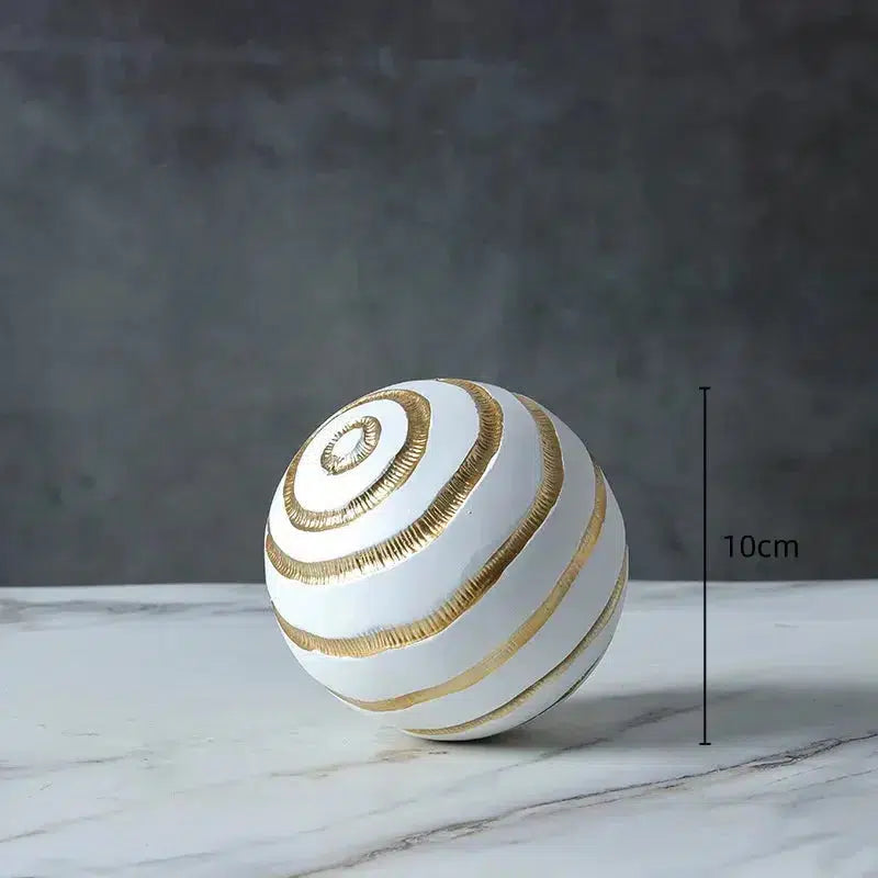 Resin Crafts White Gold Striped Balls Decor-Decor-Arlik interiors