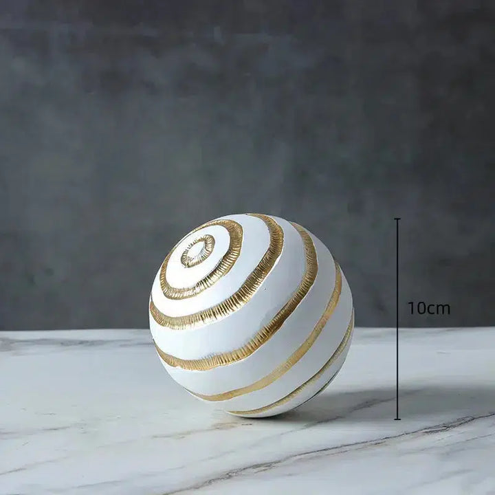 Resin Crafts White Gold Striped Balls Decor-Decor-Arlik interiors