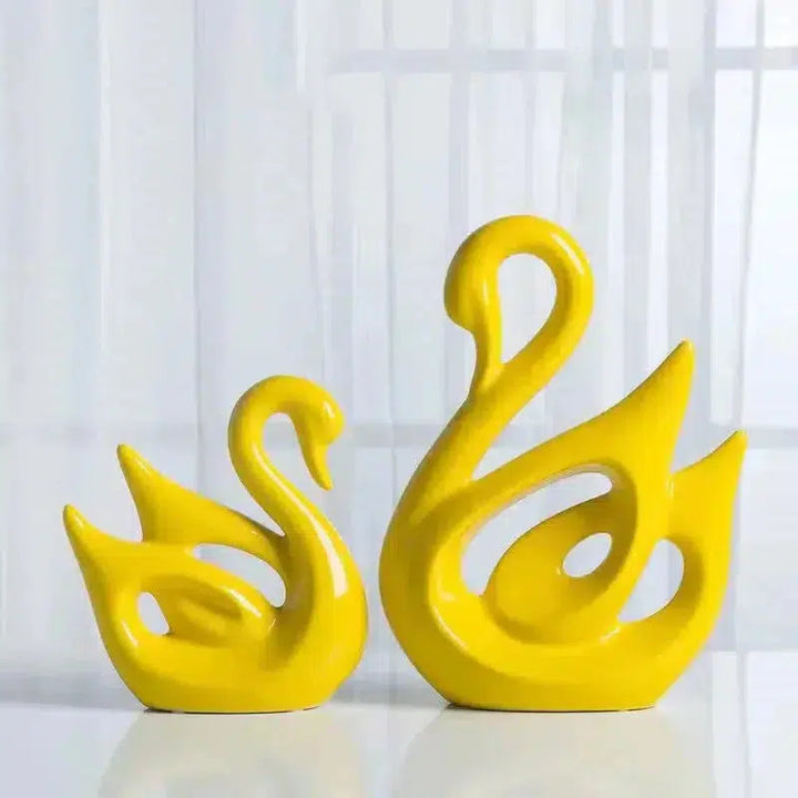 Nordic Ceramic Swans Couple White Black Red Decoration Animal Shape Porcelain Swans Ornaments Home Wine Cabinet Crafts-Arlik interiors