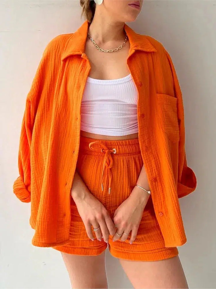 Women's Two-piece Set Paired With Short Clothing Casual Retro Street Style