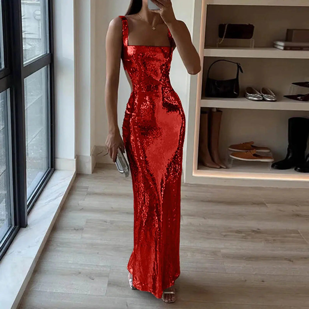 Women Bodycon Maxi Sequin Evening Dresses-Dresses-Bennys Beauty World