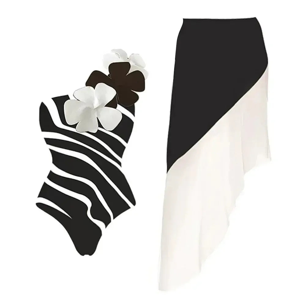 Women Bikini Set Floral Printed Ruffle Bikinis-Swimwear-Bennys Beauty World