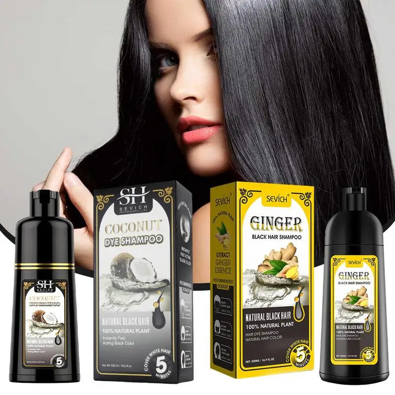500ml Herbal Hair Dye Black Hair Shampoo