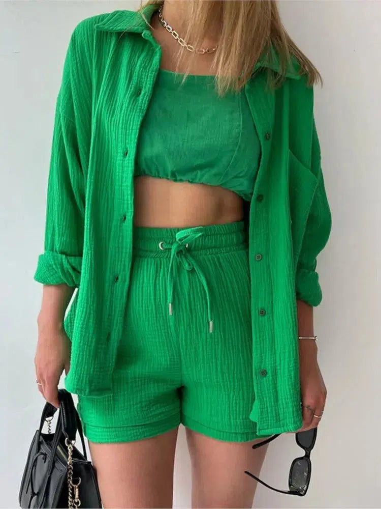 Women's Two-piece Set Paired With Short Clothing Casual Retro Street Style