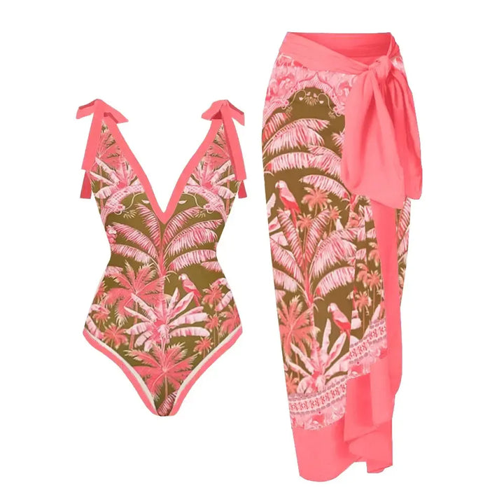 Women Bikini Set Floral Printed Ruffle Bikinis-Swimwear-Bennys Beauty World