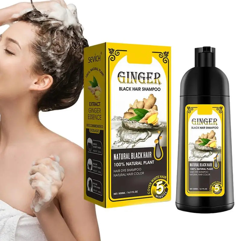 500ml Herbal Hair Dye Black Hair Shampoo