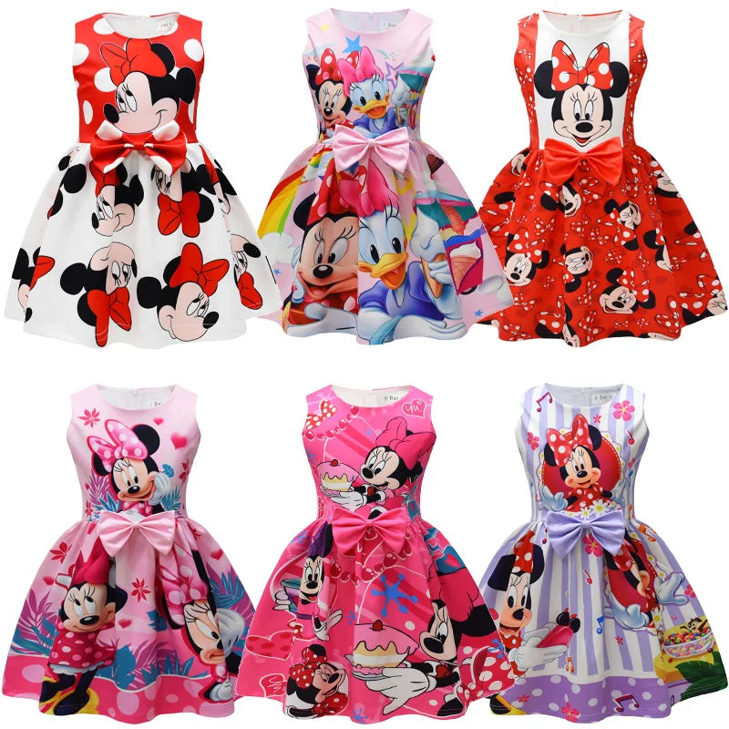Baby Girls Sleeveless Dress Cute Cartoon Minnie Mouse Princess Dress