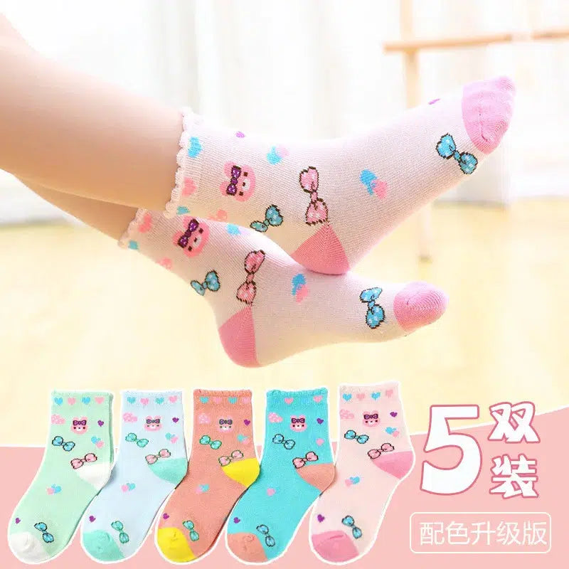 5pairs/lot Girls Socks Cotton Socks Fashion Children Knit Socks-socks-Bennys Beauty World