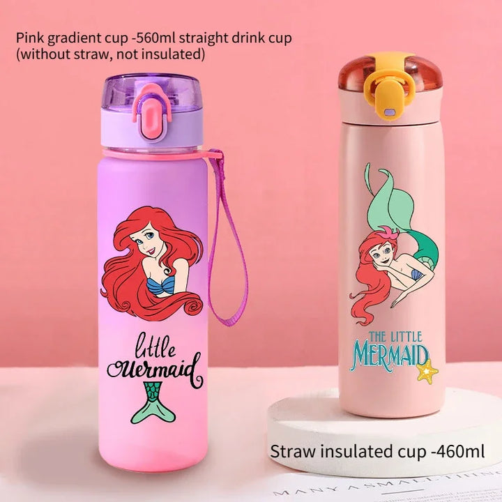 560ml Gradient Cup Little Mermaid Pink Series & 460ml Plastic Cup