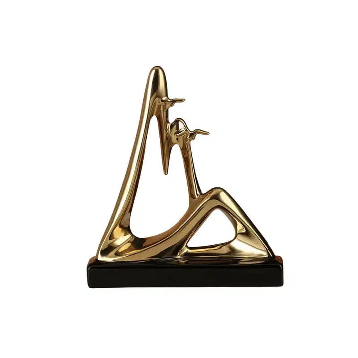 Ceramic Crafts Abstract Geometric Sculpture Hollow Out Gold Mountain Decorative Figurines Home Decoration Accessories-Arlik interiors