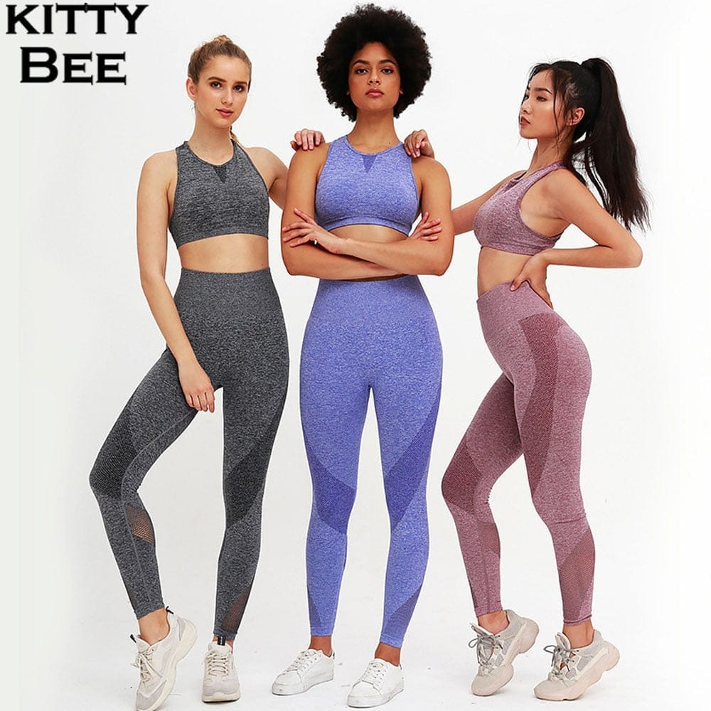 Buy Women's Workout Outfit 2 Pieces Seamless Yoga Leggings with