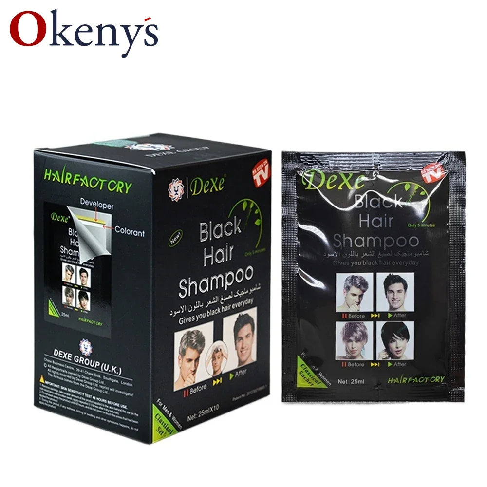 10pcs/lot Dexe Black Hair Dye Shampoo Only